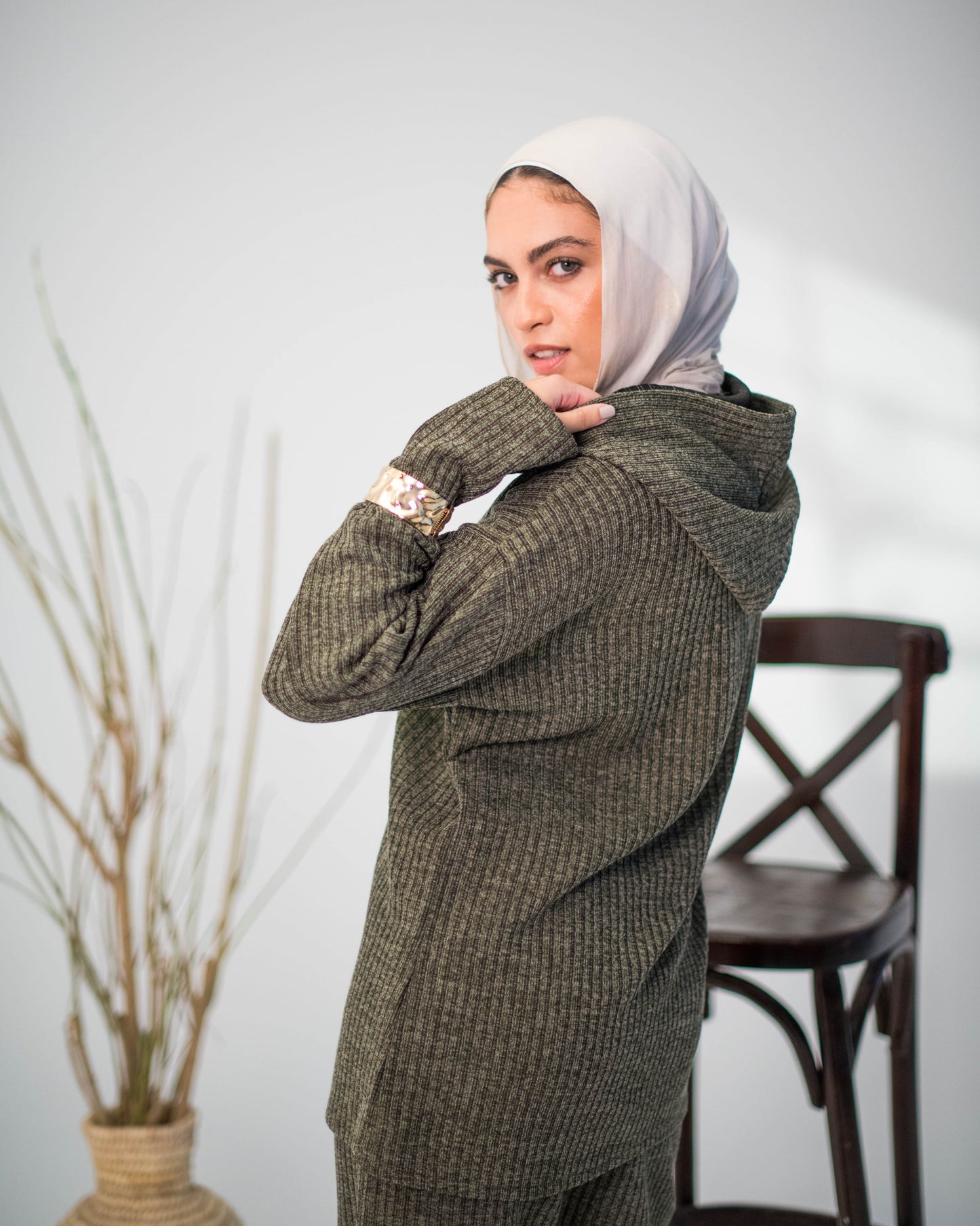 Ribbed Knit - Set In Olive