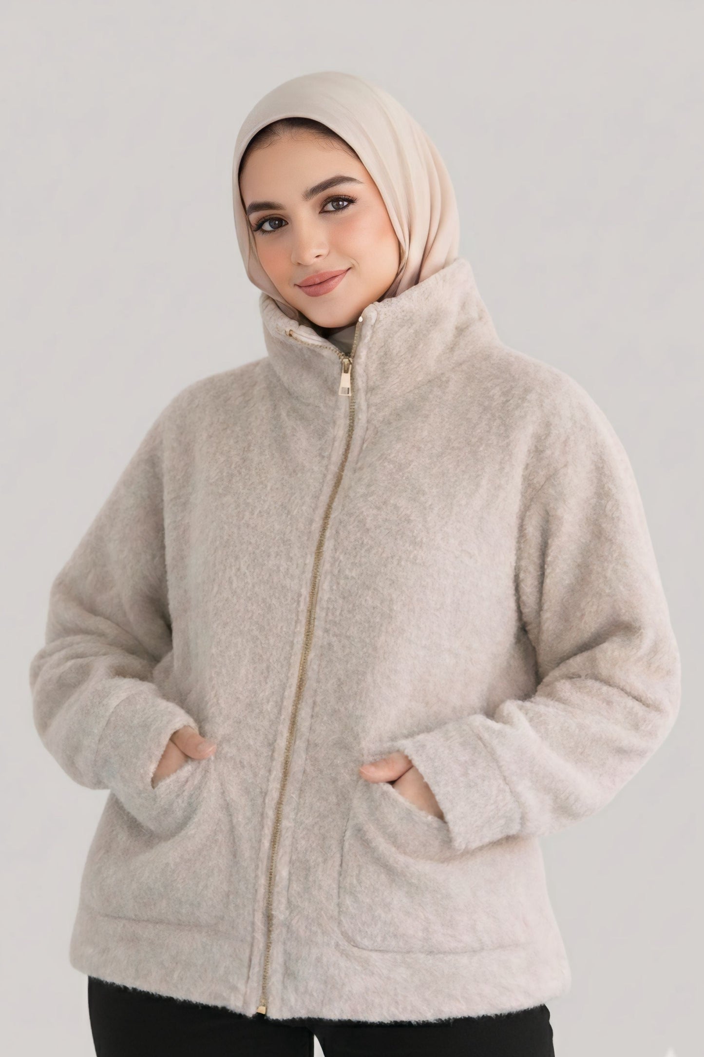 Bouclé Zip-Up Jacket