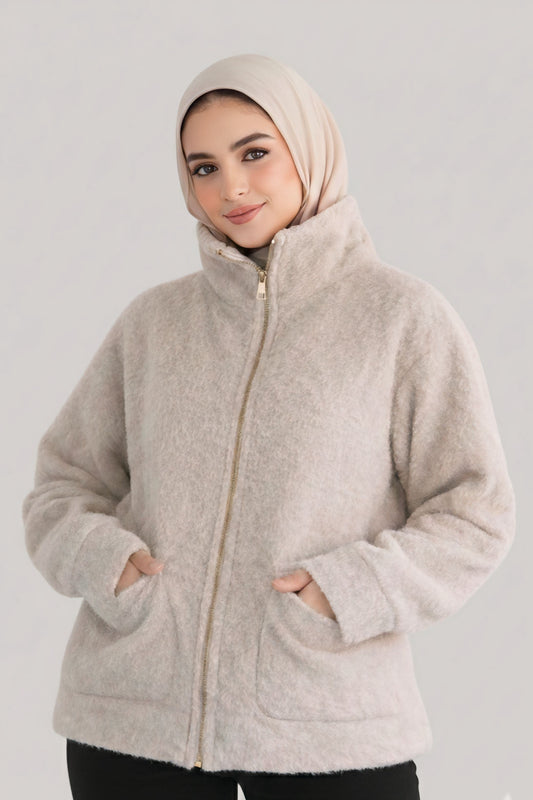 Bouclé Zip-Up Jacket