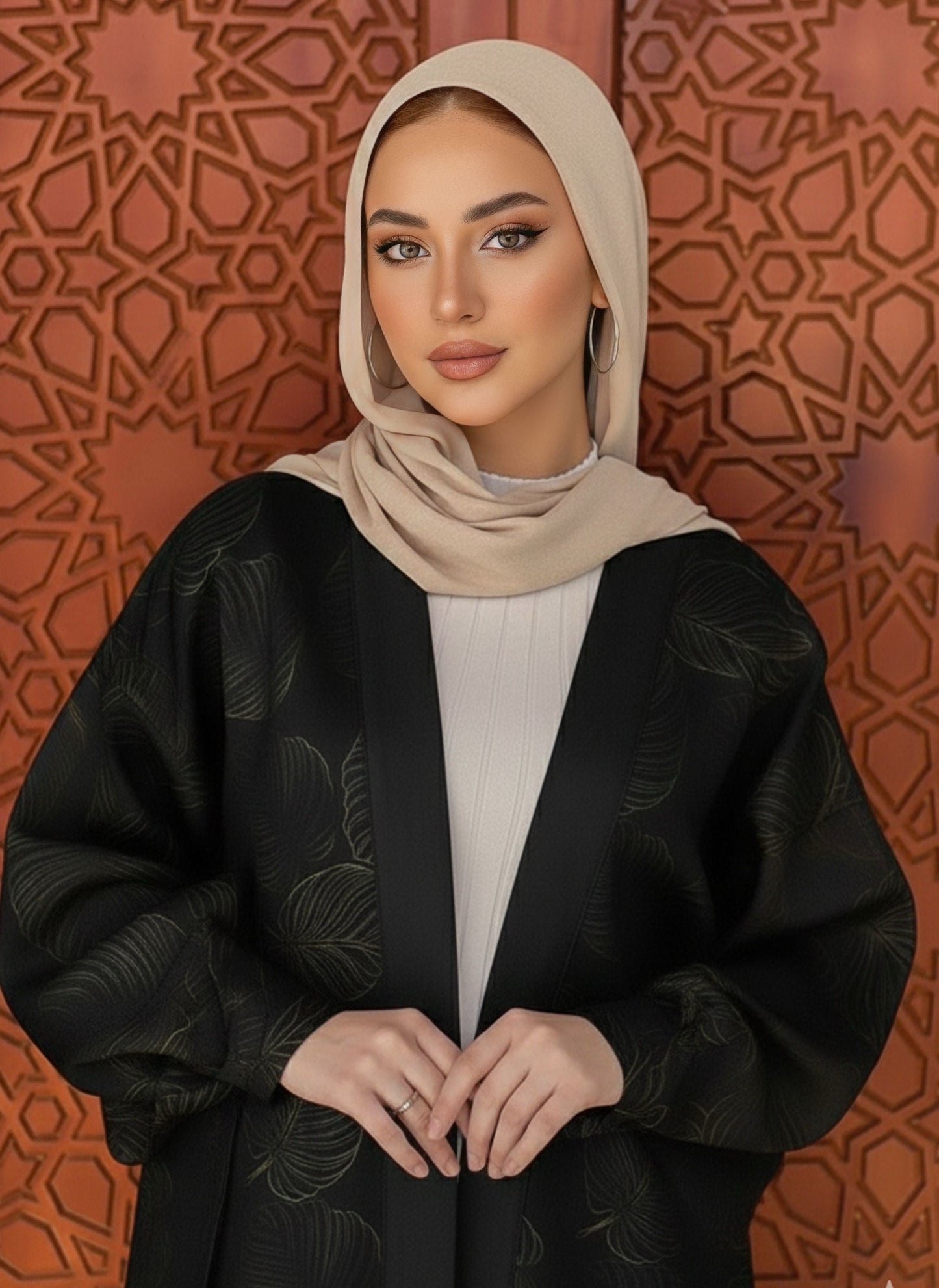 Leaf Pattern Open Kaftan 🌙
