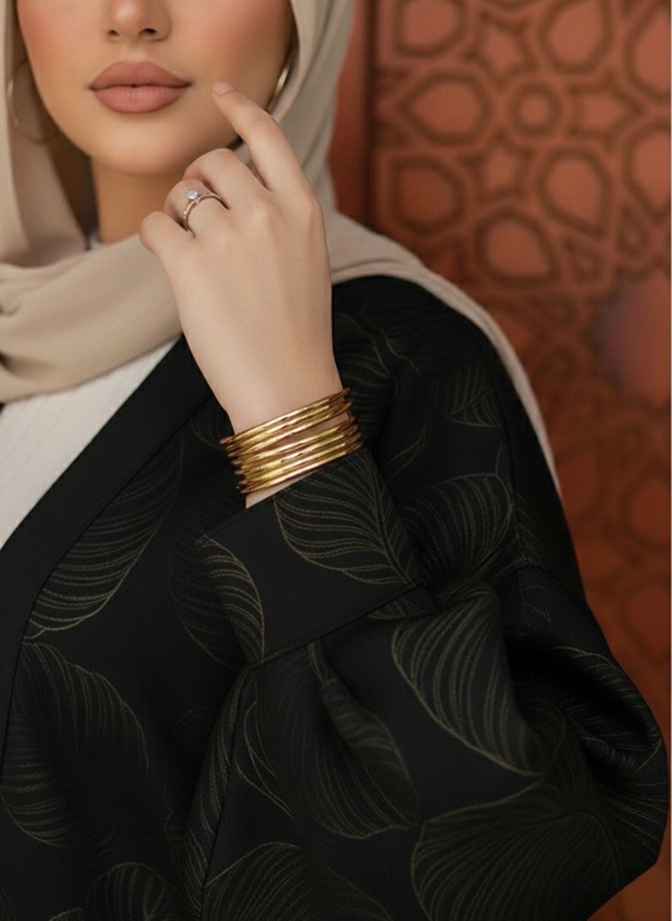 Leaf Pattern Open Kaftan 🌙