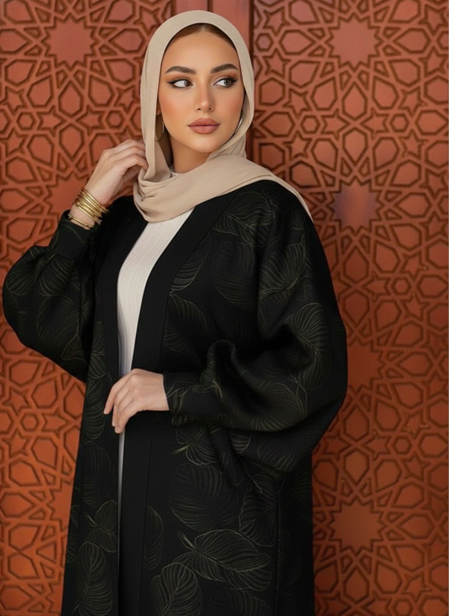 Leaf Pattern Open Kaftan 🌙