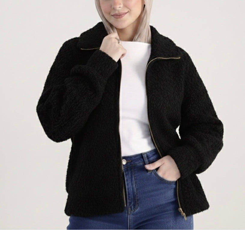 Bouclé Zip-Up Jacket