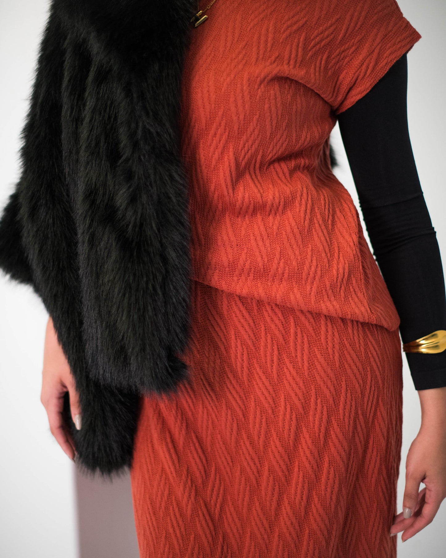 Textured Knit Set In Terracotta