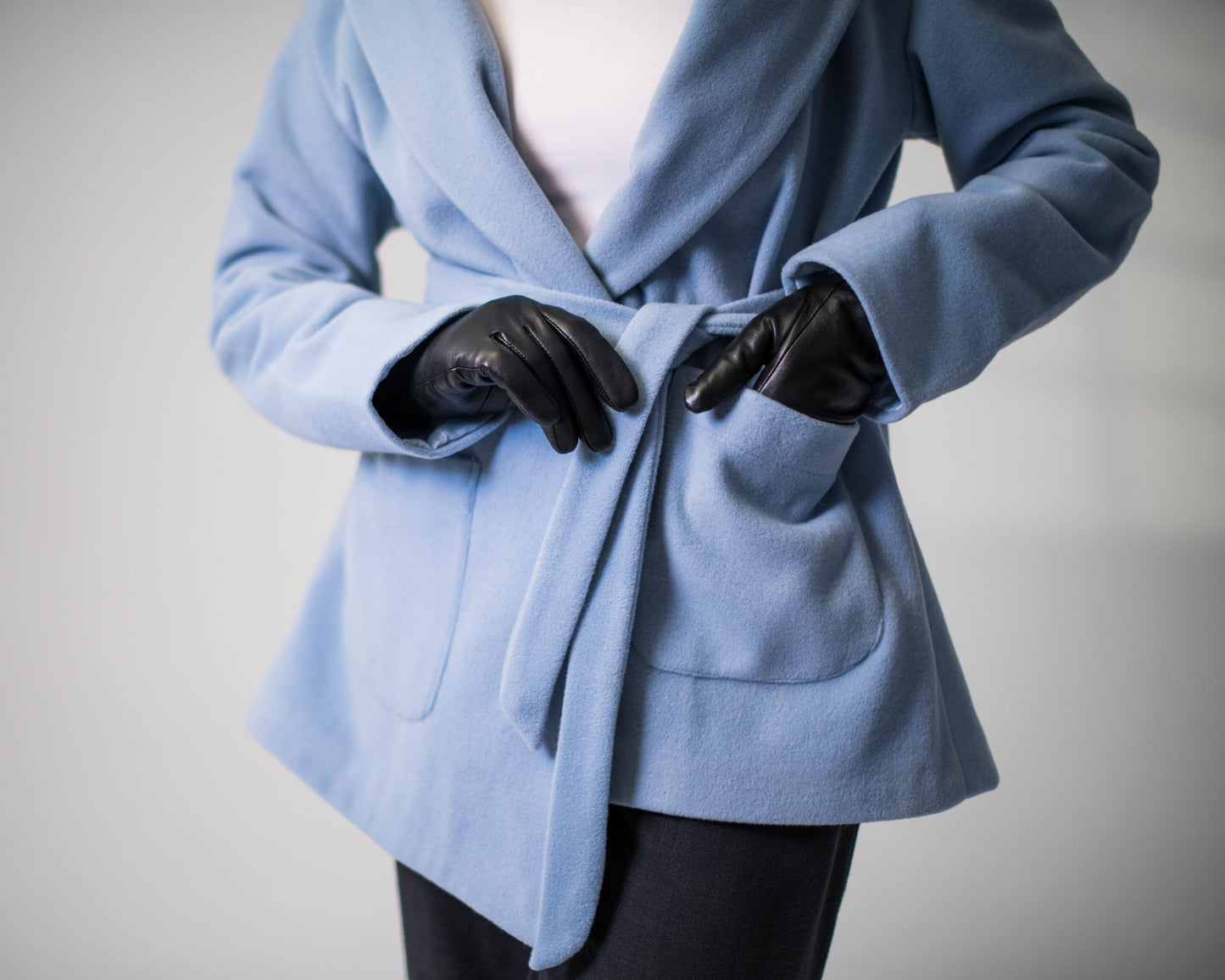 Sky Blue Wool Coat with Belt